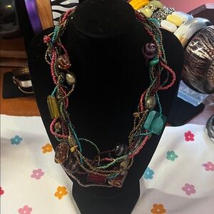 Súper Funky Seed Bead and Glass Bead Statement Necklace
